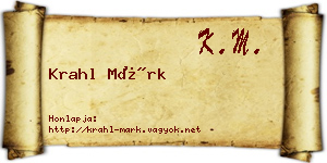 Krahl Márk névjegykártya